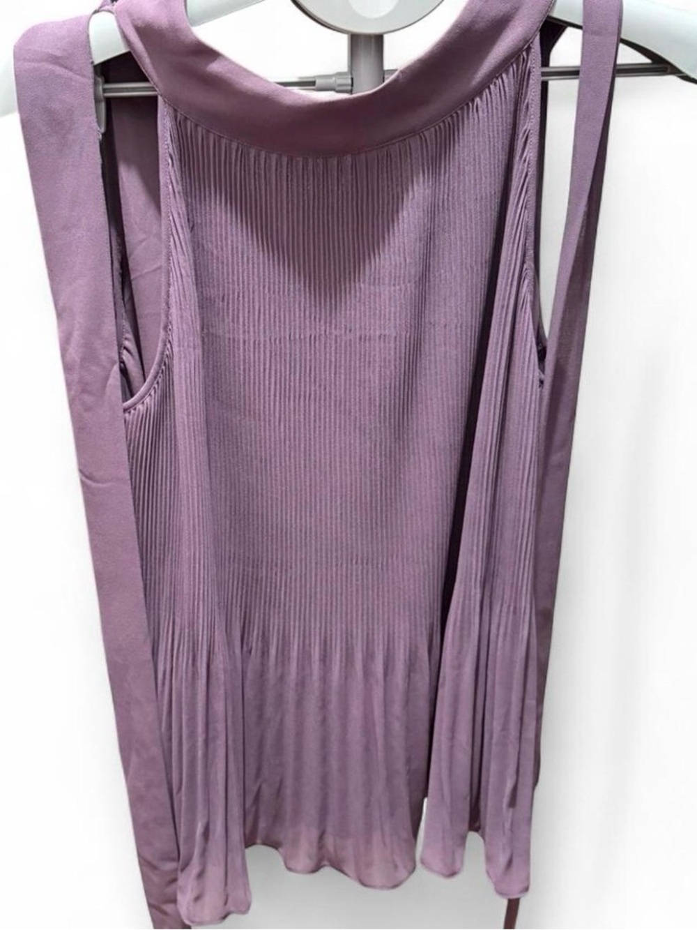 Sleeveless Pleated Ribbed blouse in Dusty Lavender